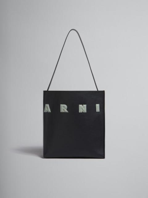 Marni BLACK WHITE LEATHER MUSEO HOBO BAG WITH PATCHES