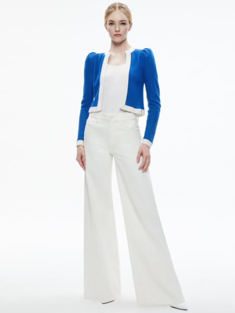 Alice + Olivia TRINA STRUCTURED SHOULDER CROPPED CARDIGAN