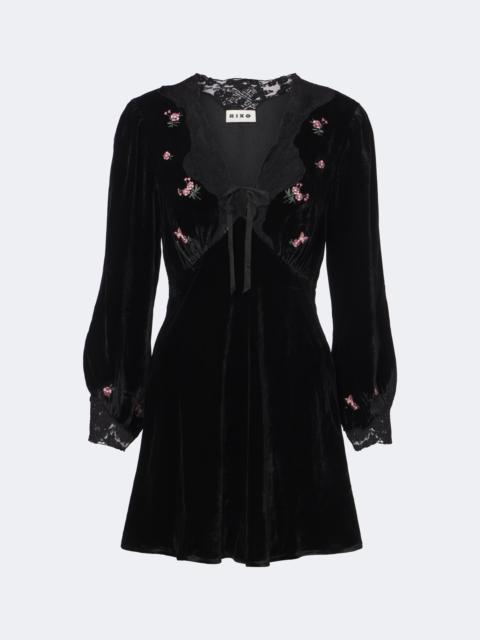 RIXO Carolina lace-trimmed velvet minidress