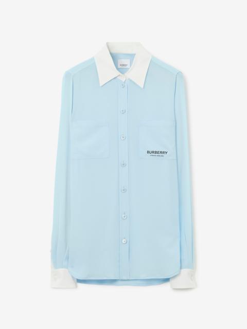 Contrast Trim Silk Shirt
