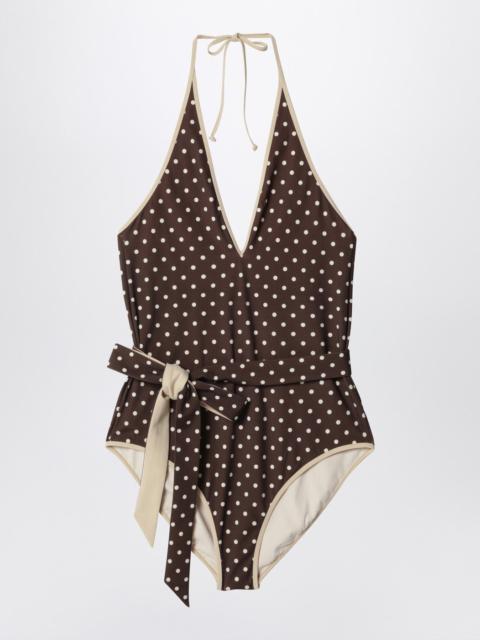 Valentino Brown swimsuit with Plusdepois motif