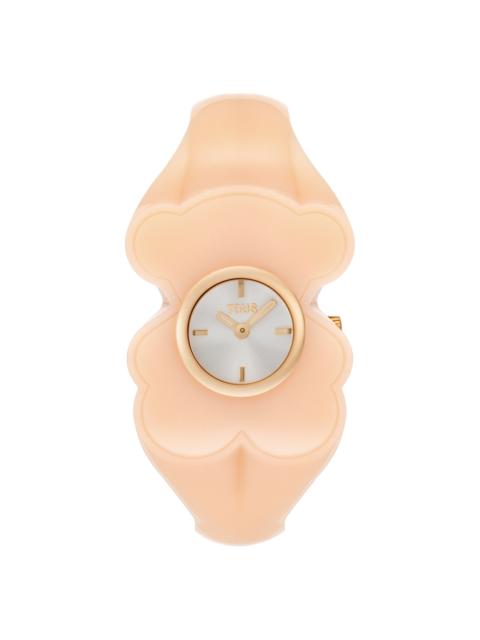 TOUS Gold-colored steel Analog watch with pink polycarbonate T. L Bear Folks