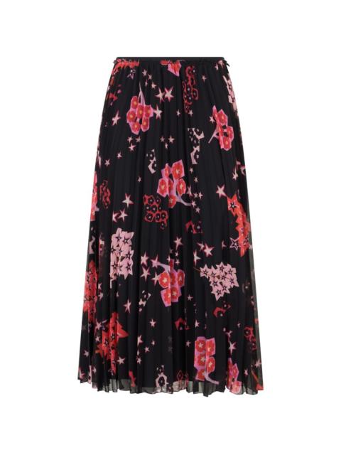 Valentino floral star pleated skirt