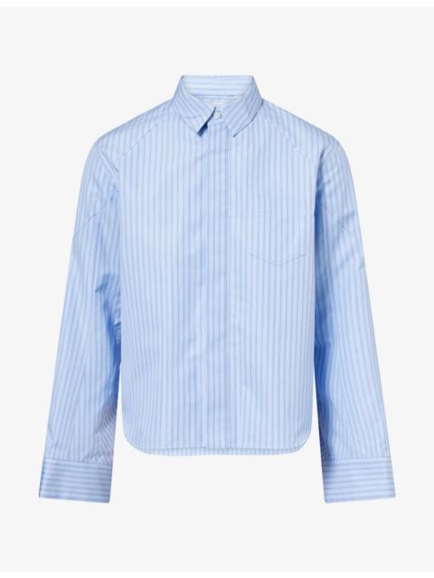 sacai Striped Oversized-Cuff Cotton-Blend Shirt