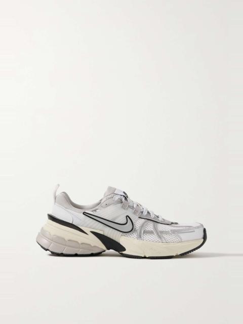 Nike V2K Run rubber and metallic leather-trimmed mesh sneakers