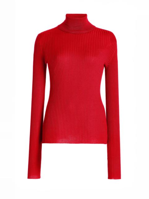 GABRIELA HEARST Peppe Knit Turtleneck in Scarlet Red Cashmere Silk