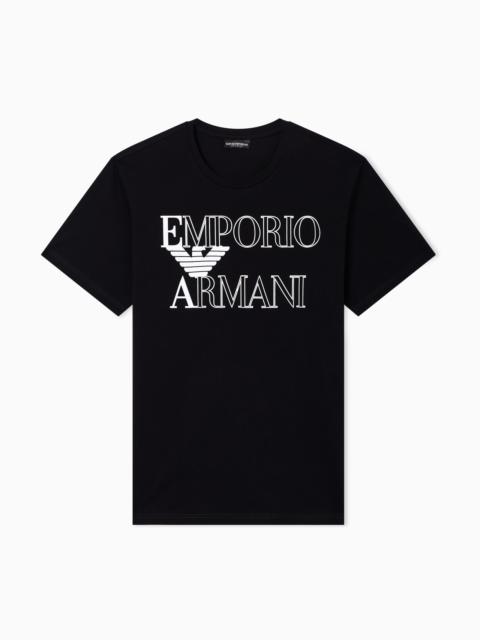 EMPORIO ARMANI BOLD LOGO BEACHWEAR T-SHIRT IN JERSEY