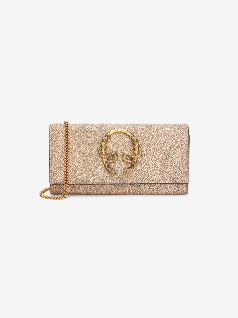 Roberto Cavalli Serpentine Leather Wallet With Chain