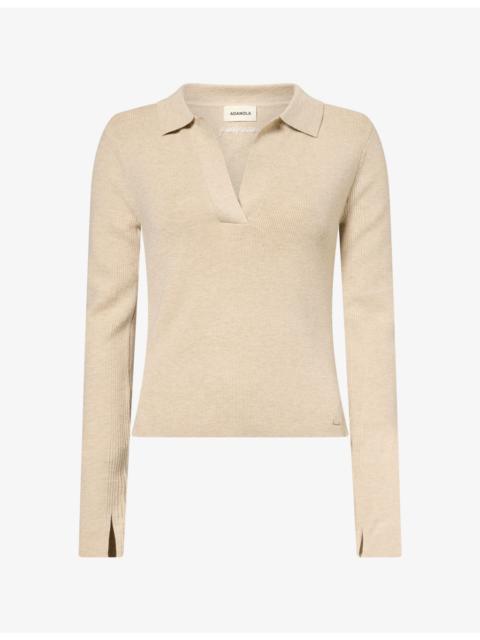 ADANOLA Collar Long-Sleeve Knit Top
