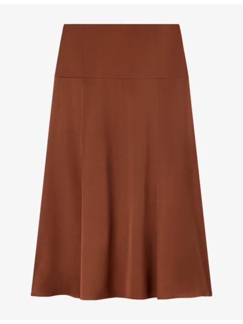 WHISTLES Flowy Panel-Waist Satin Midi Skirt