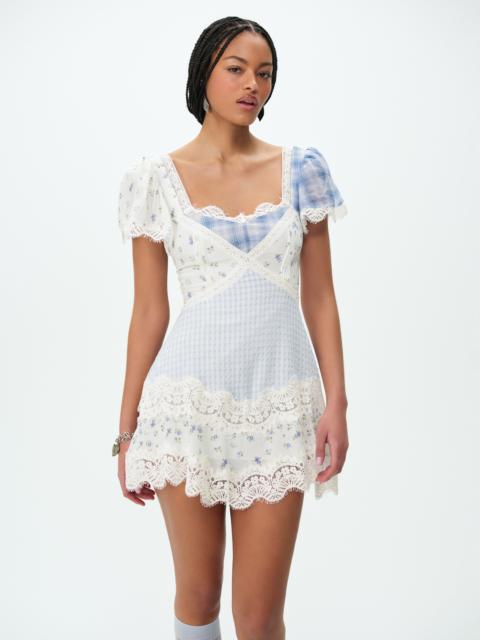 For Love & Lemons Bluebird Plaid Mini Dress