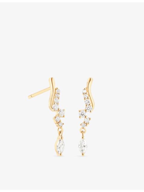 ASTRID & MIYU Wave Cluster 14ct Yellow-Gold And Lab-Grown Diamond Stud Earrings