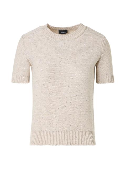 AKRIS Women's Sequin-Embellished Linen-Blend Knit Top - Greige
