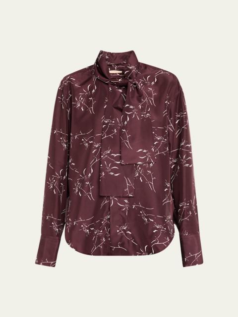 Plan C Long-Sleeve Tie-Neck Shirt