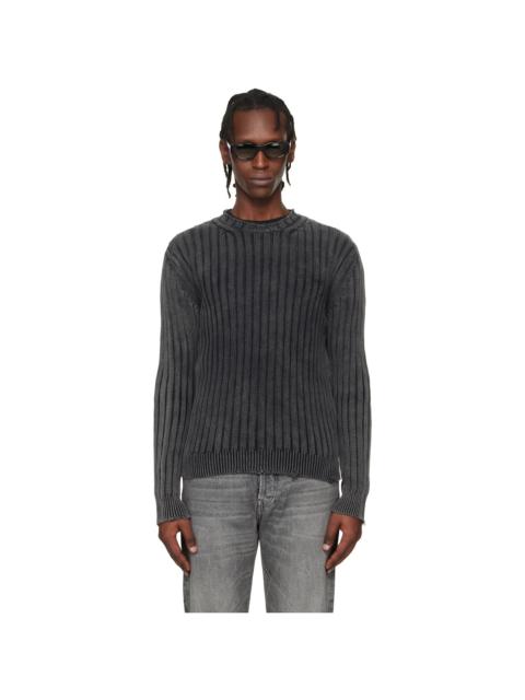 Off-White Gray Ink Arrow Rib Knit Crewneck Sweater