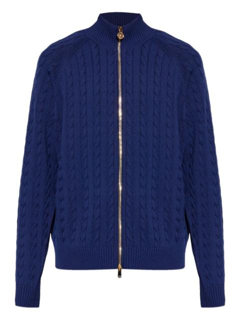 VERSACE cable-knit zip-up sweater