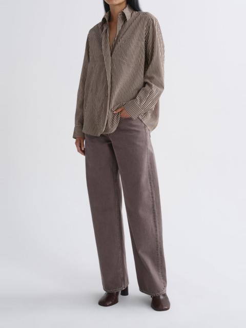 AGOLDE ARIS SHIRT IN TRACE STRIPE CHOCOLATE/TAUPE