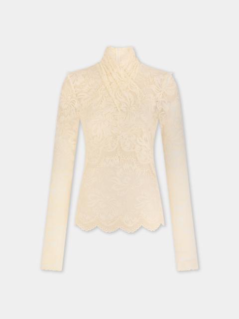 rabanne LONG-SLEEVED LACE TOP WITH CUT-OUT DETAILS
