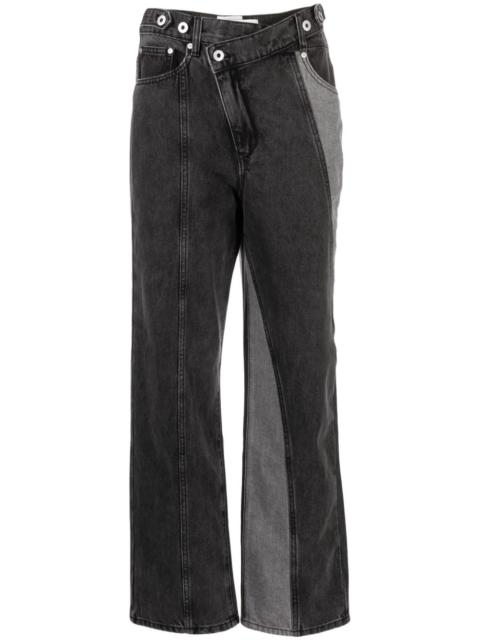 FENG CHEN WANG logo-patch cotton straight-leg trousers