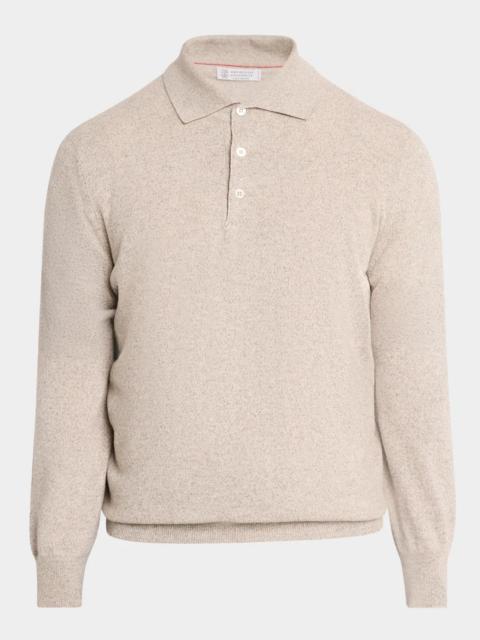 Brunello Cucinelli Men's Cashmere Long-Sleeve Polo Shirt