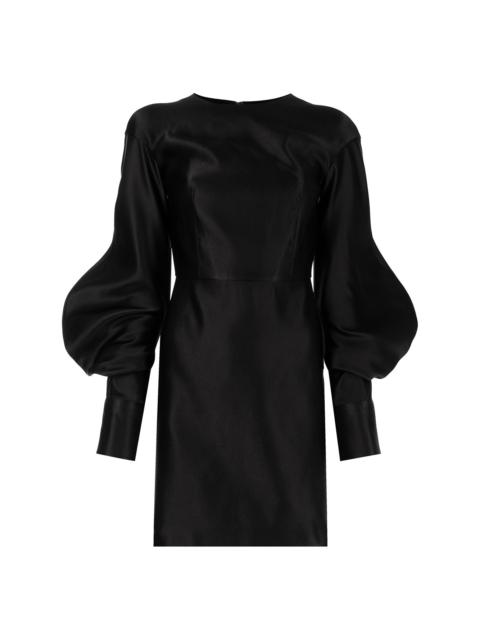 puff-sleeve duchess-silk minidress