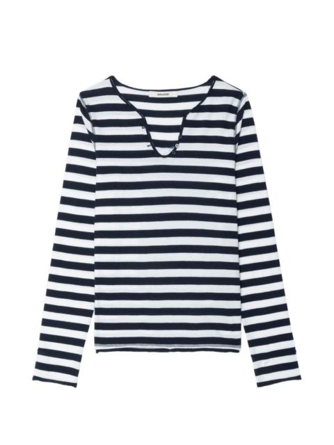 Zadig & Voltaire striped embellished long-sleeve T-shirt