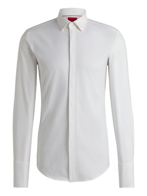 HUGO SLIM-FIT SHIRT IN STRUCTURED STRETCH COTTON