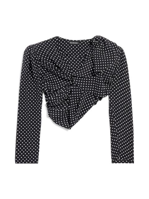 BALENCIAGA Women's Tucked-in Blouse in Black/ecru