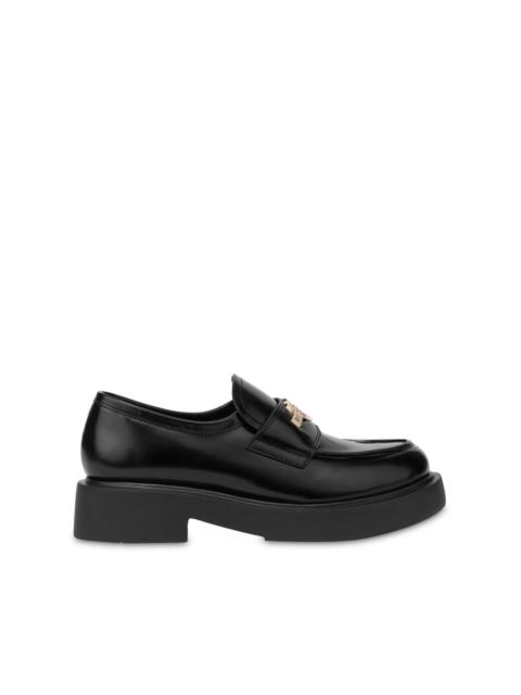 Moschino 35mm logo-plaque leather loafers