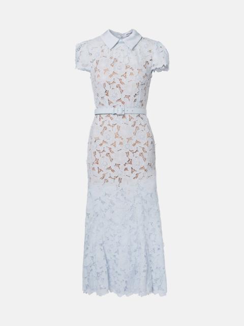 Floral guipure lace midi dress