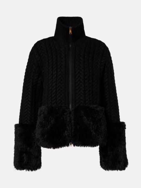 Moncler Cable-knit wool-blend cardigan