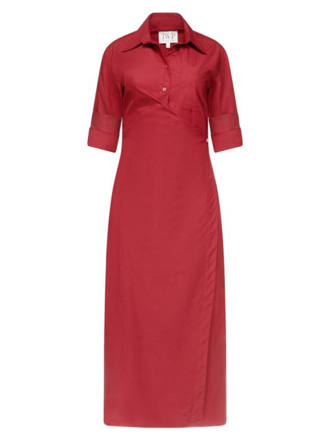TWP Women's New Earl Cotton Wrap-Style Maxi Shirtdress - Karanda Red