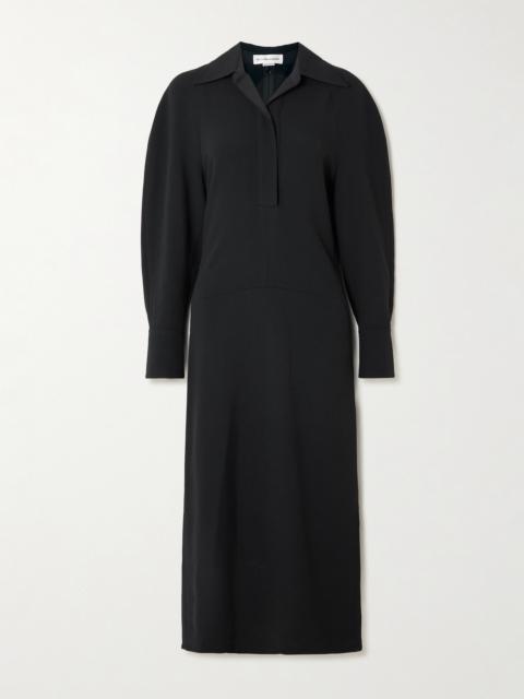 Victoria Beckham Asymmetric Gathered Crepe Shirt Dress