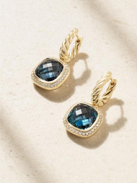 DAVID YURMAN Albion® 18-karat gold, topaz and diamond earrings Blue