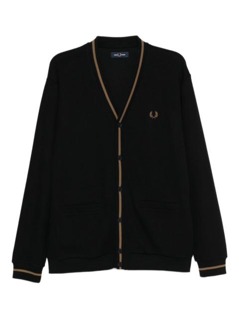 Fred Perry embroidered-logo cotton cardigan