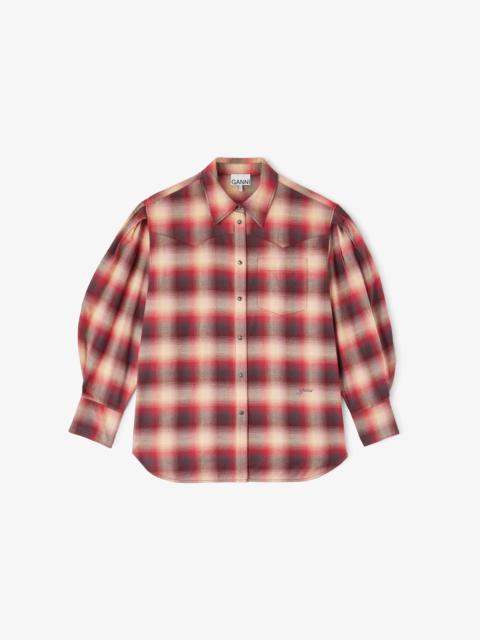 GANNI SHIRT IN RED CHECK FLANNEL