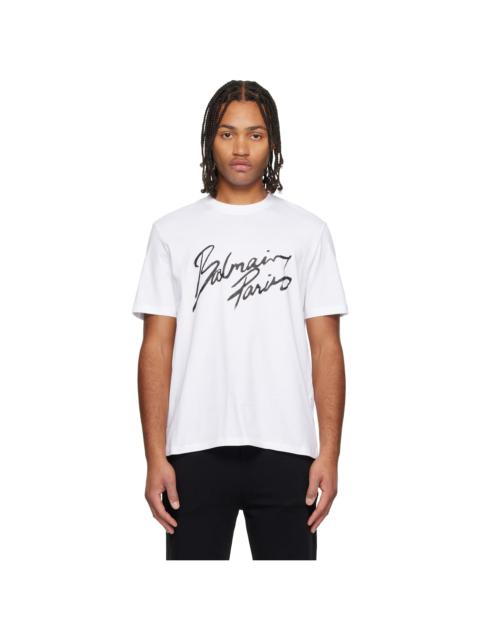 Balmain White 'Balmain Paris' Writing T-shirt