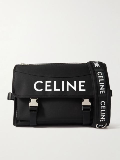 CELINE Large Webbing-Trimmed Logo-Print Nylon-Canvas Messenger Bag Black
