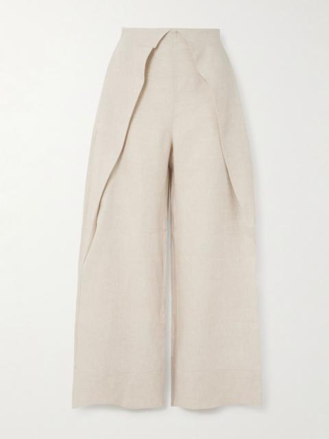 ANDRES OTALORA De Estaciones layered linen wide-leg pants Beige
