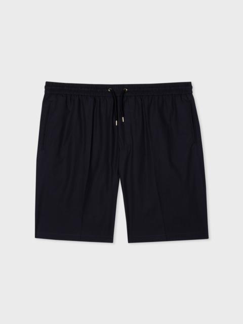 Navy Cotton-Poplin Drawstring Shorts
