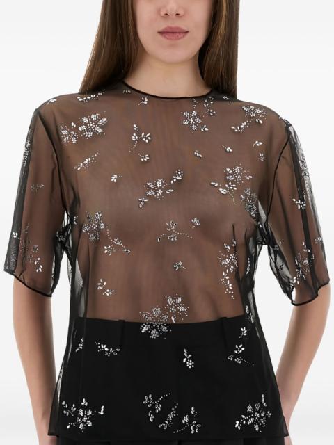 crystal-embellished sheer top