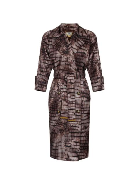ELISABETTA FRANCHI Alligator-print double-breasted trench coat