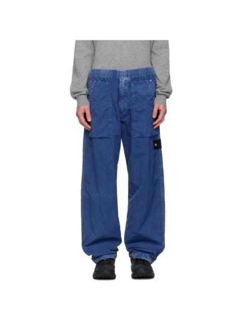 Stone Island Navy 3100001 Hollow Fibre Indigo-TC Marmo Corrosion Trousers