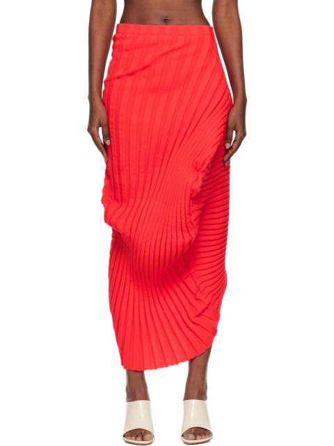 ISSEY MIYAKE Red Knit 'As It Is' Midi Skirt