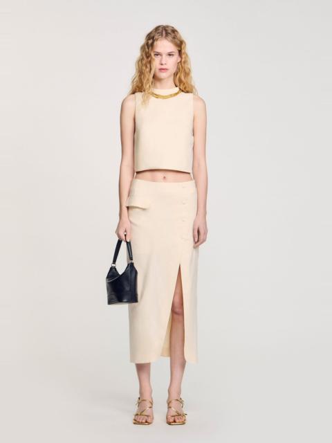 Sandro KNIT CROP TOP WITH NECKLACE