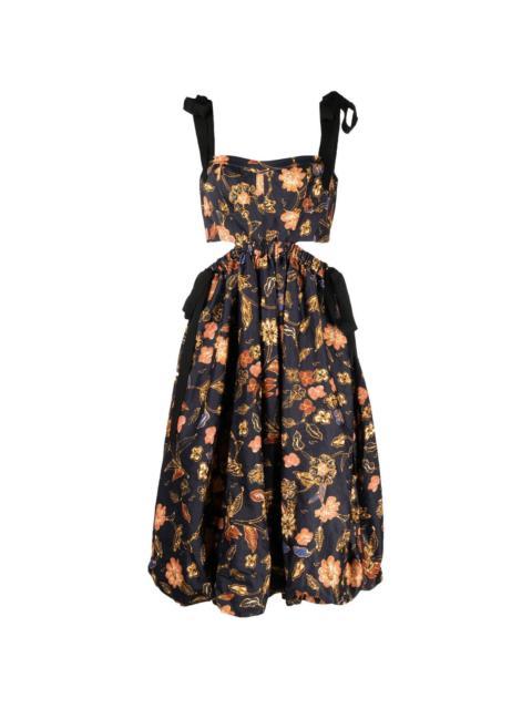 floral-print cut-out detail dress