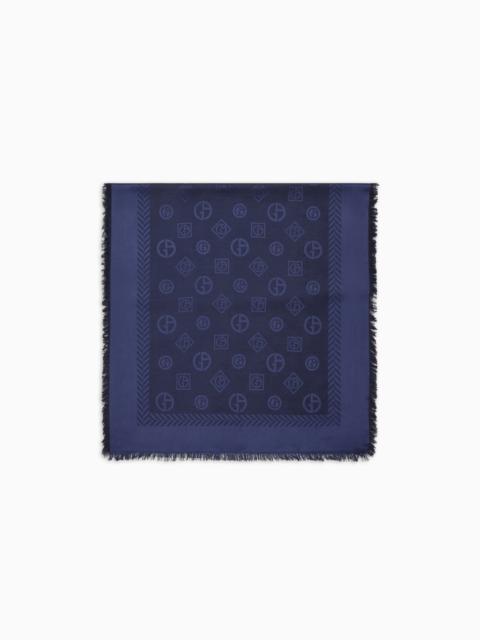 GIORGIO ARMANI MONOGRAM JACQUARD VIRGIN-WOOL AND SILK STOLE