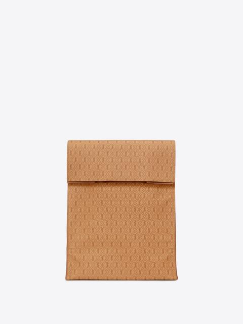 SAINT LAURENT le monogramme deli paper bag in monogram embossed vegetable-tanned leather