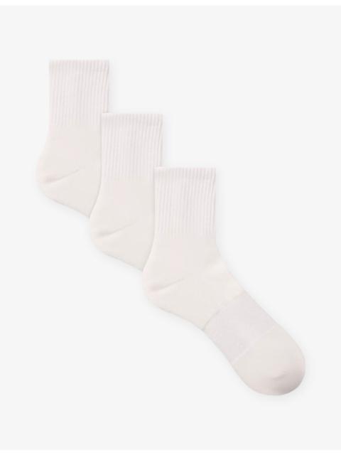 SKIMS Ankle Pack of Three Cotton-Blend Socks