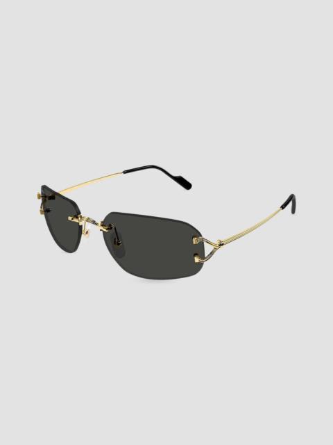 Cartier Men's Motifs De Ct0663S Metal Rimless Rectangular Sunglasses - Gold
